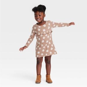 Grayson Collective Toddler Girls’ Cozy Floral Ribbed Long Sleeve Dress